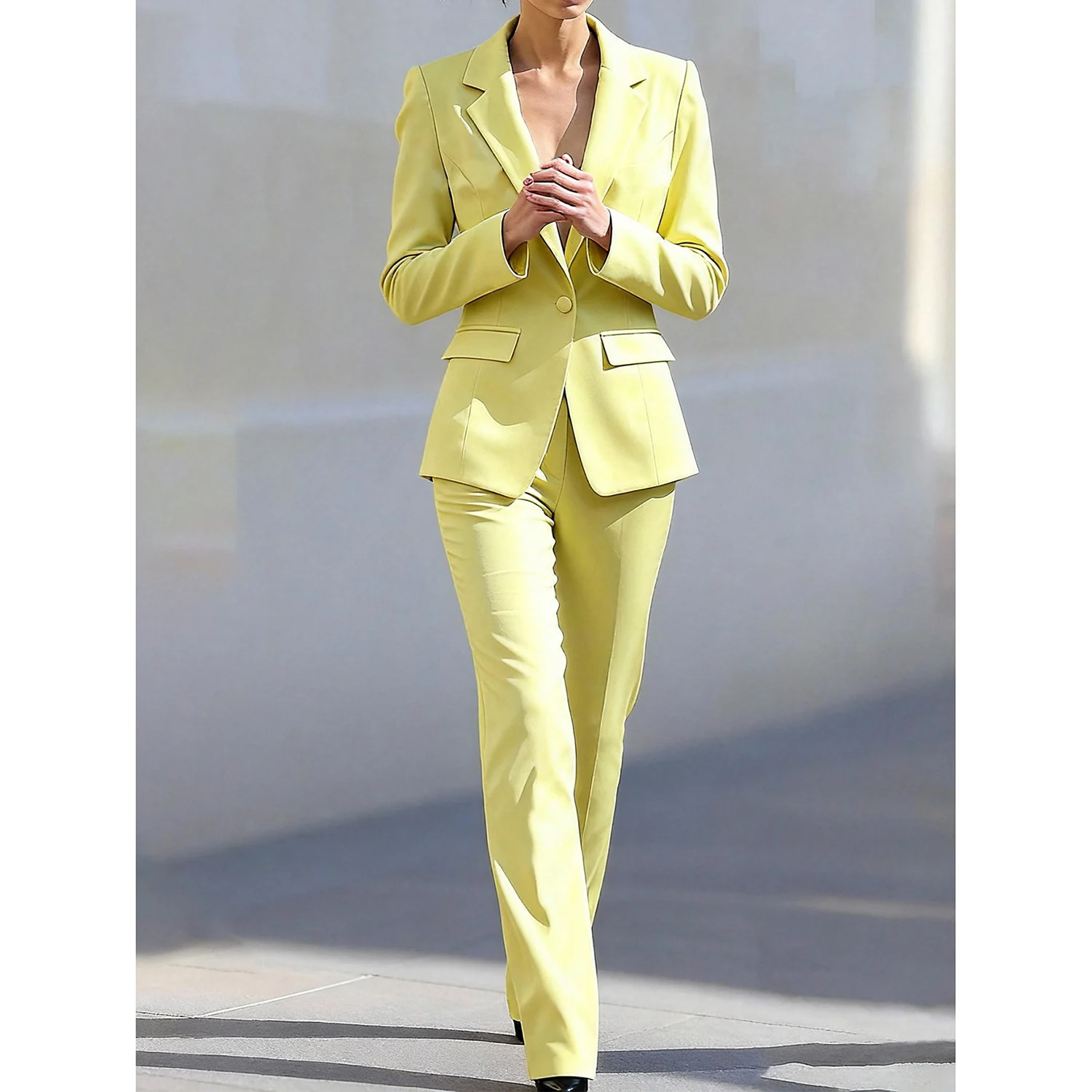 

Женский деловой костюм Allingentle: приталенный брючный костюм-двойка, повседневный элегантный наряд для офиса, с возможностью индивидуального пошива