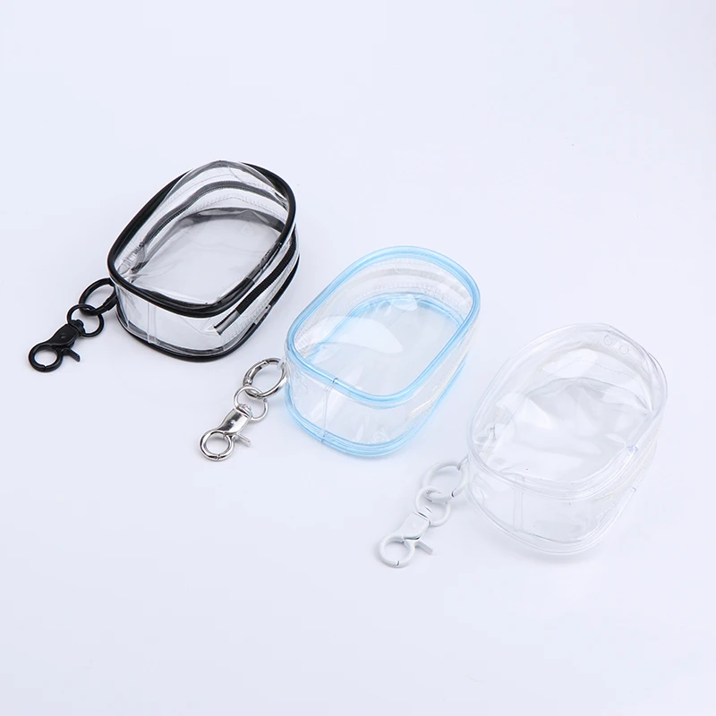 Bolsas de cosméticos transparentes cuadradas/redondas de PVC negro, organizador de joyas, Cable de datos portátil, auriculares, cargador de monedas, bolsas de almacenamiento, nuevo