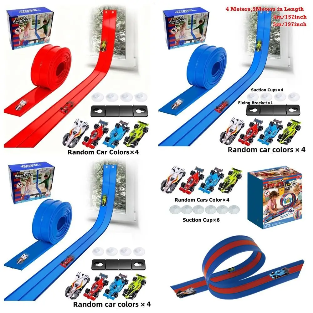 Elastyczna torba wyścigowa do samodzielnego montażu, giętka, z przyssawkami, tor wyścigowy dla samochodów, kolor niebieski, przenośna.