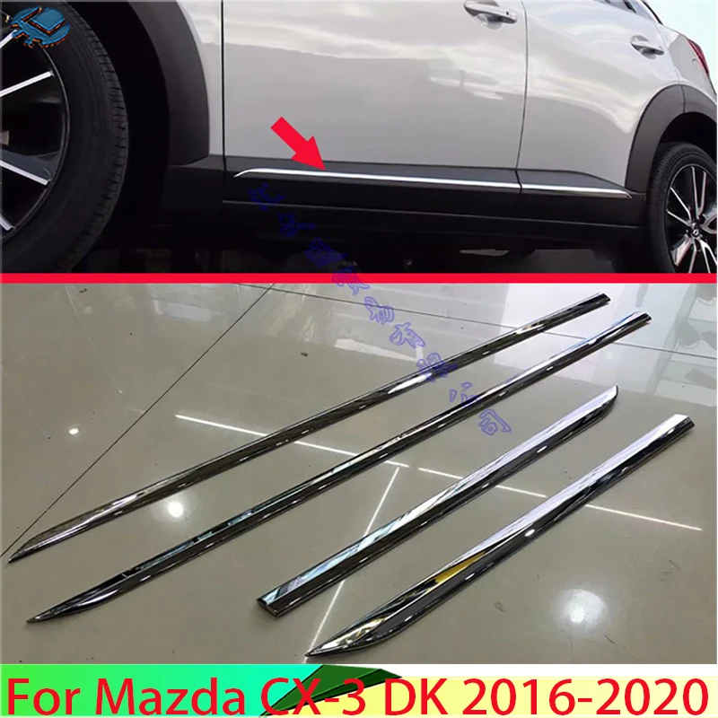 For Mazda CX-3 DK 2016-2020 Car Accessories ABS Chrome Side Door Line Garnish Body Trim Accent Molding Cover Bezel Protector