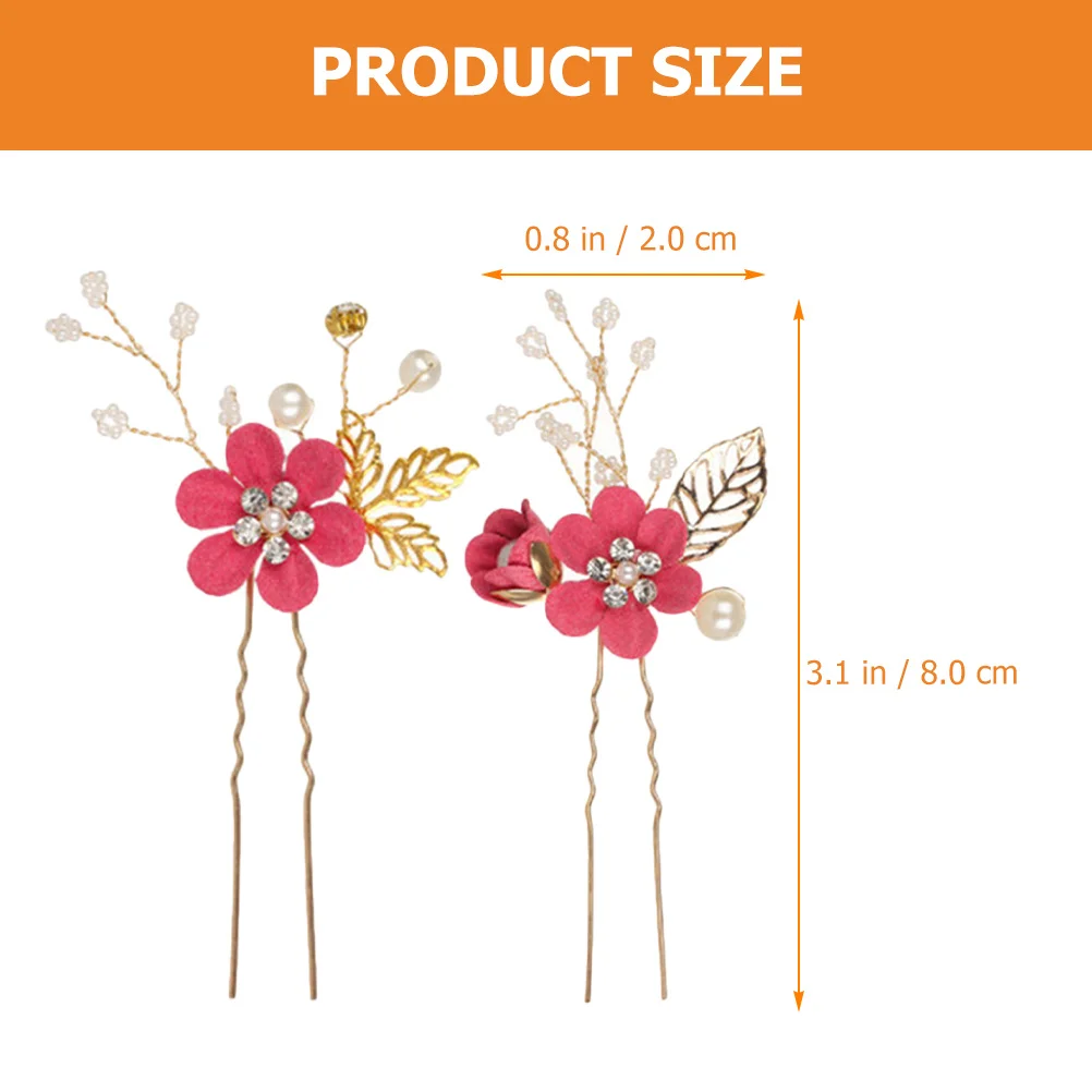 2 قطعة دبابيس شعر على شكل زهرة الزفاف على شكل حرف U إكسسوارات شعر الزفاف لوصيفة العروس وخفيفة الوزن ومشابك شعر الزفاف الأنيقة