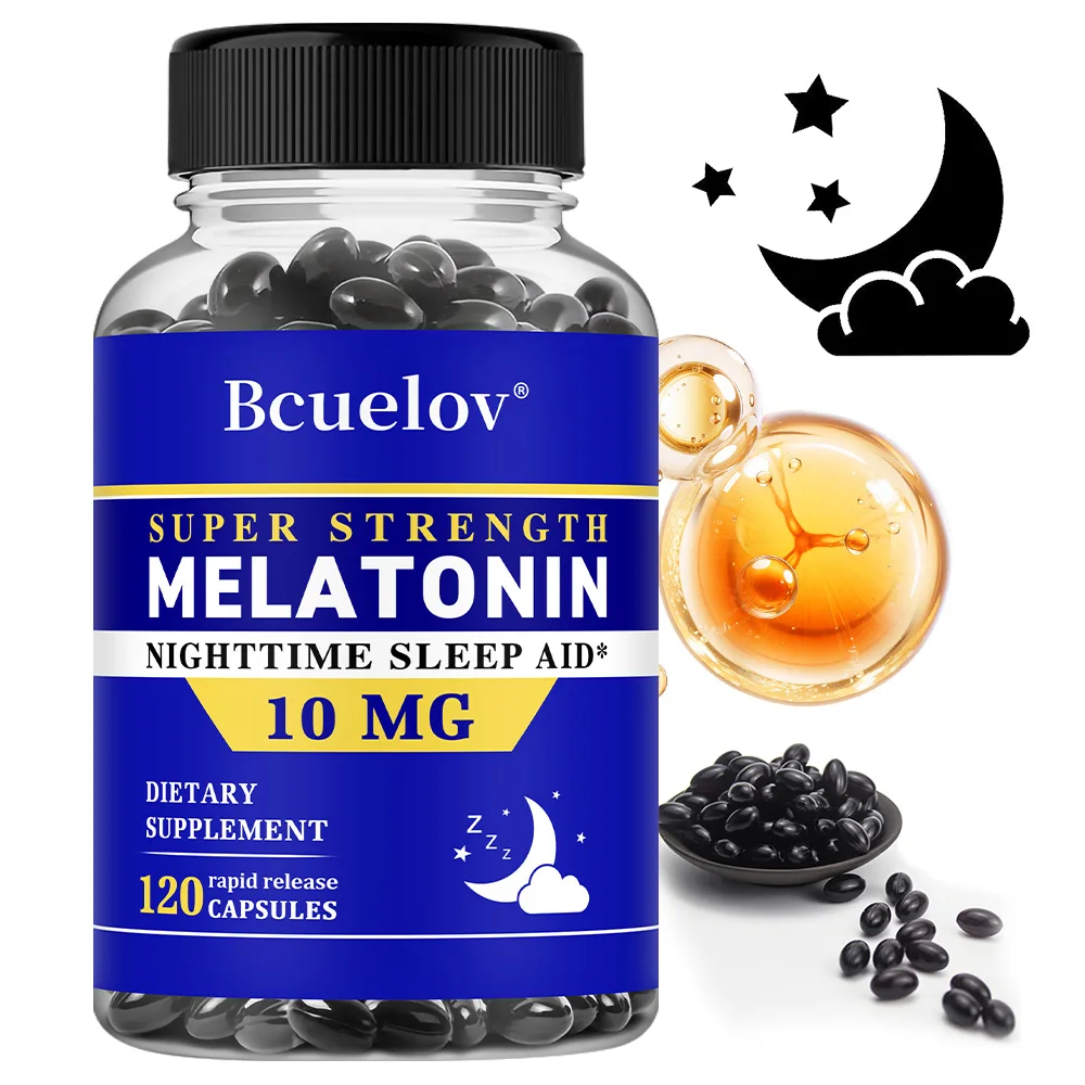Melatonin 10mg Capsules, Nighttime Wellness Supplement for Adults, Fall Asleep Faster, Sleep Longer & Comfortable Night Rest