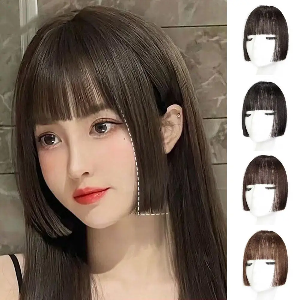 Synthetic Princess Cut Bangs Wig Natural Forehead Fake Bangs Side Perm Wig Piece Center Split Bangs Wig Women\'s Wig Piece