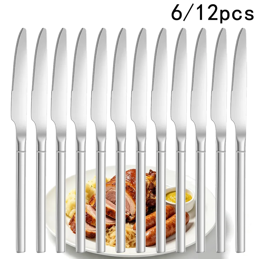 6/12-piece Western-style knife set, suitable for home, restaurant, parties, and multi-person dining. Mirror polished finish, dis