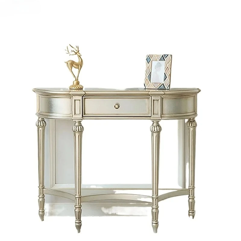 entrance cabinet Light luxury high-end aisle cabinet Entry semi-round entrance Solid wood entrance platform