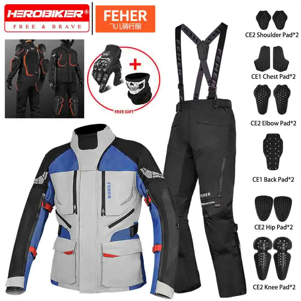 

Men's Motorcycle Jacket Pants Motorbike Riding Jacket Rally Suit Male Winter Warm Motorcycle Travel Off-road Suit Anti-drop