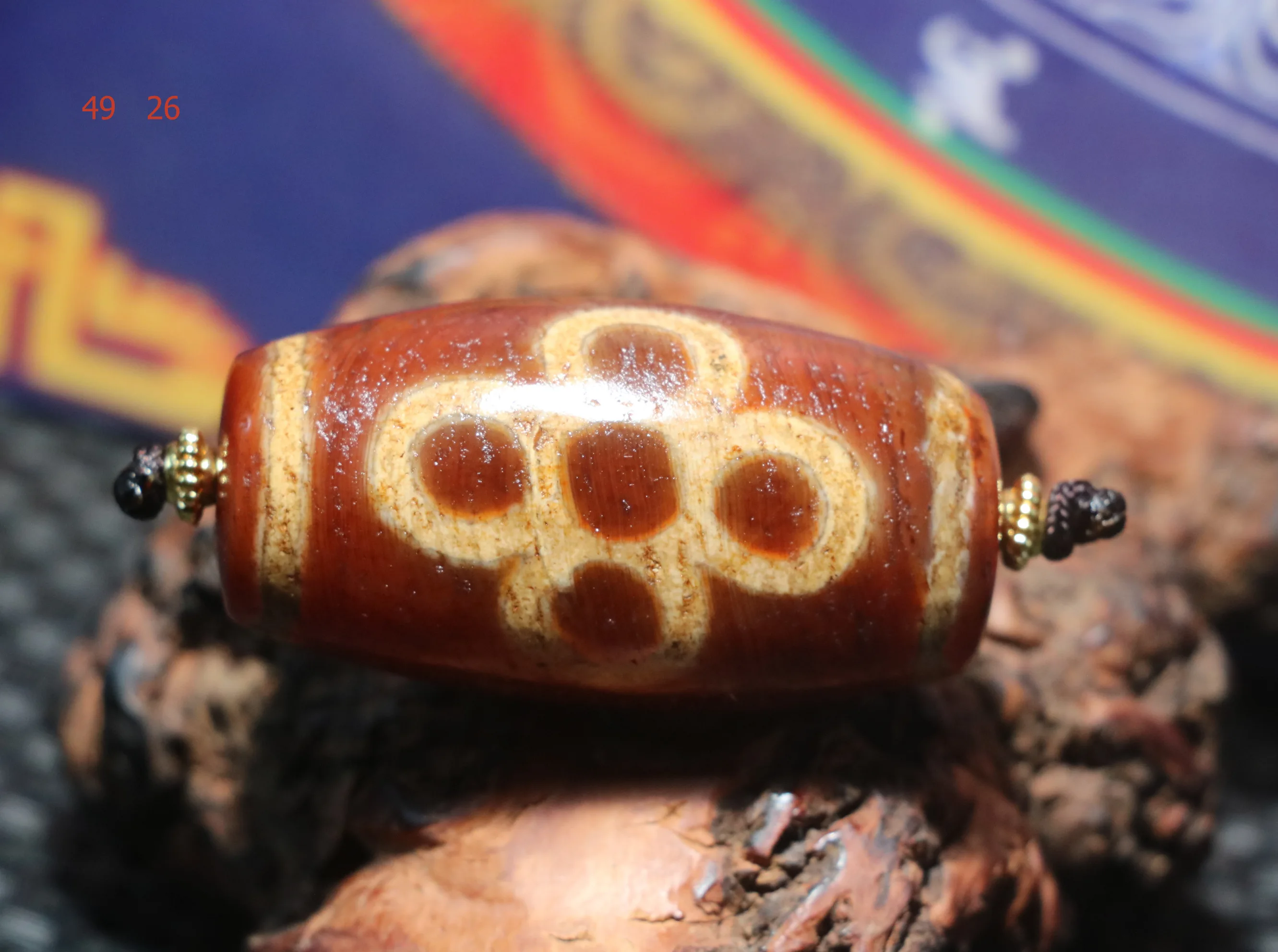 

AL Ultra Energy Тибетский старый агат красного цвета 5-глазое осветление Быстрая большая насыщенная бусина дзи для дисплея Амулет Большое сокровище Таймстаун