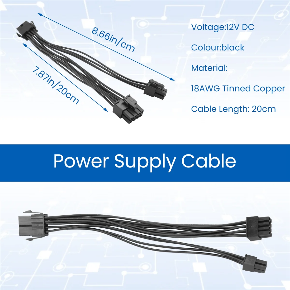 Kabel ekstensi adaptor konverter catu daya Pria, CPU 8 Pin perempuan ke CPU ATX 8Pin + ATX 4 Pin