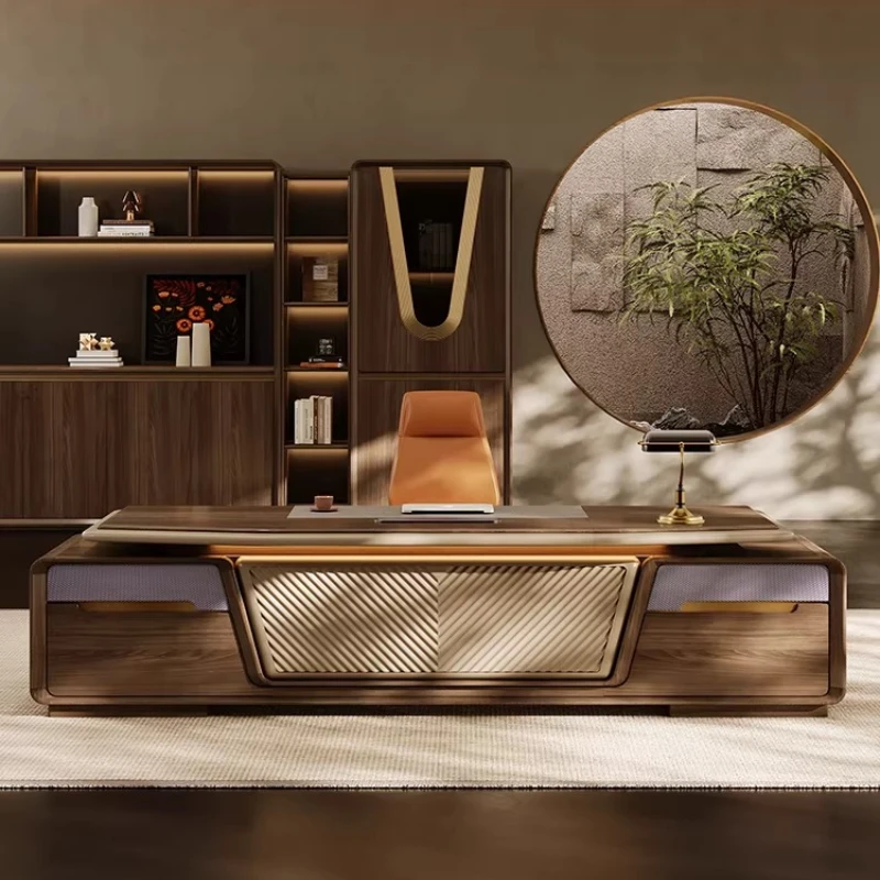 

Современный роскошный дизайнерский офисный стол с ящиками и органайзером для хранения, эстетичный письменный стол для учебы и работы