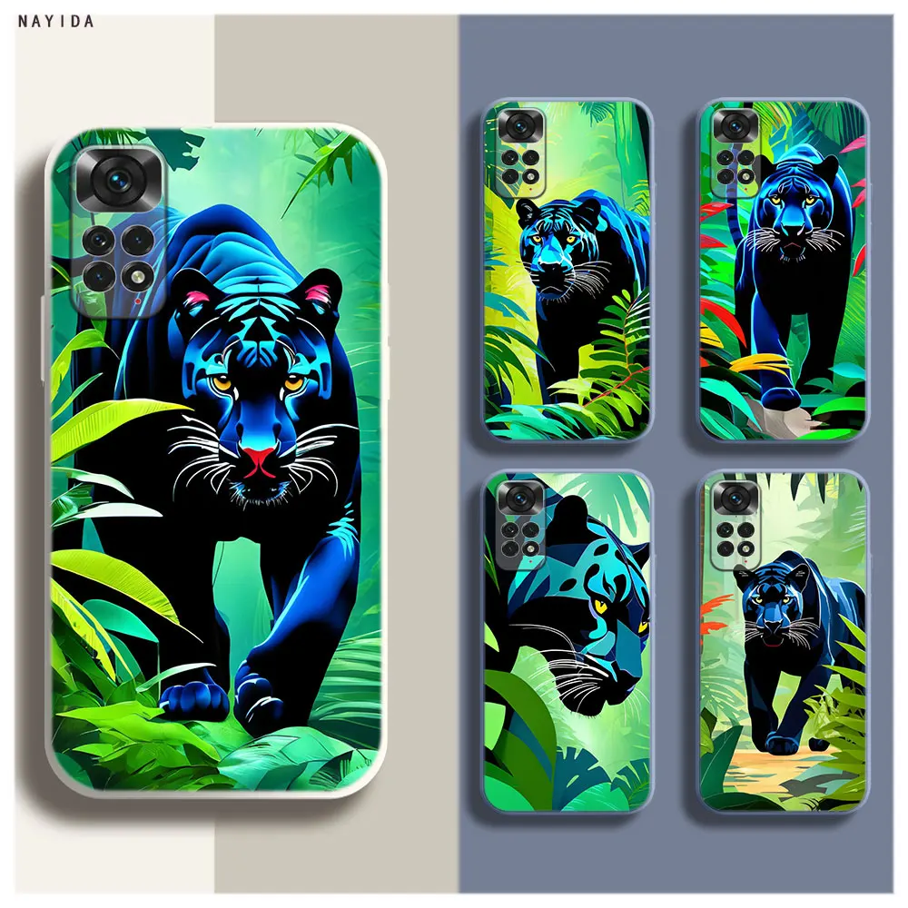 Soft Silicone Phone Case For Xiaomi Redmi Note 12 11 12S Pro Plus 12c 11a 4G 5G Original Cover Jungle Panther