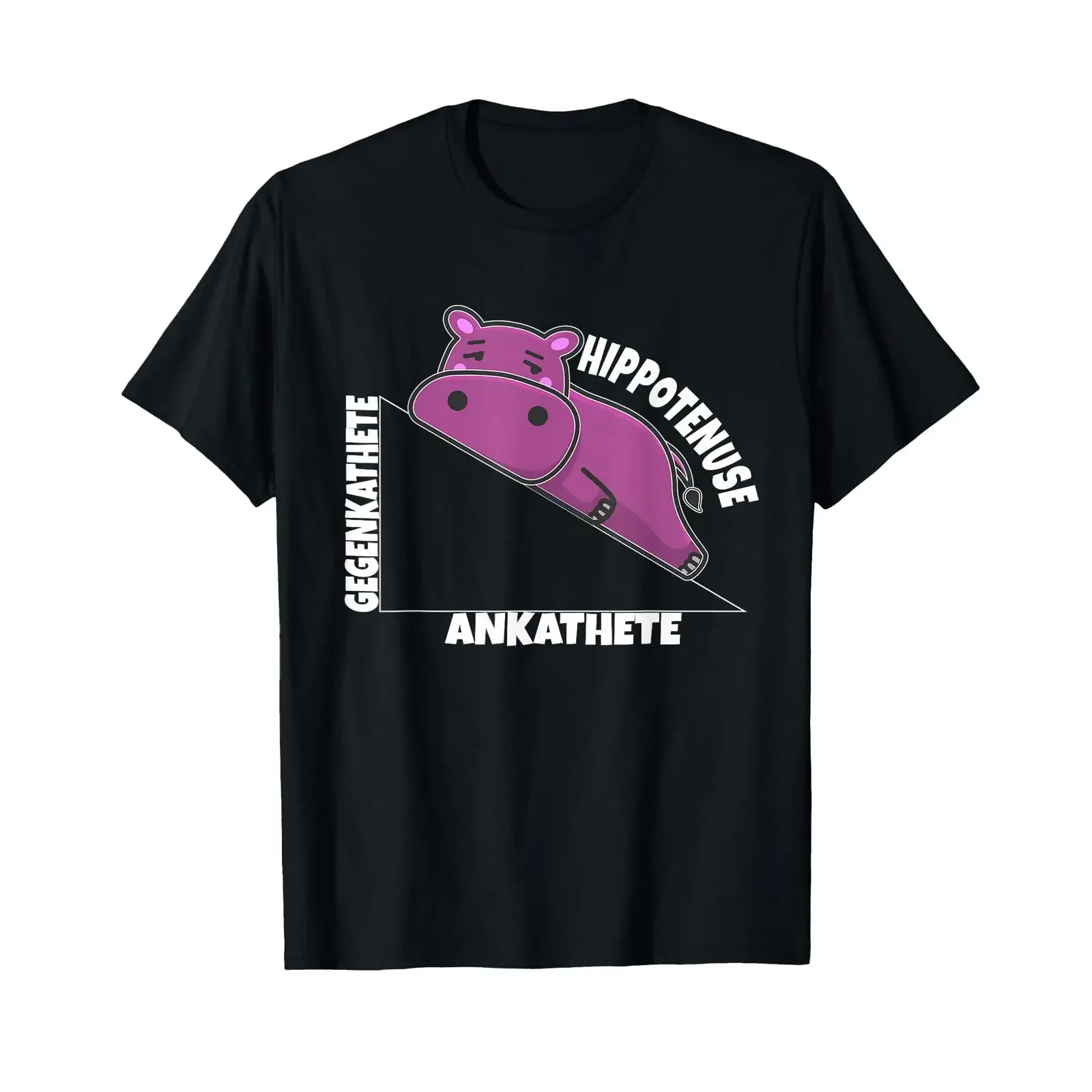 Hippo Hippotenuse Angle Function Hypotenuse Math Teacher T Shirt black vintage Washed Top For Everyday Wear Comfortable Casual