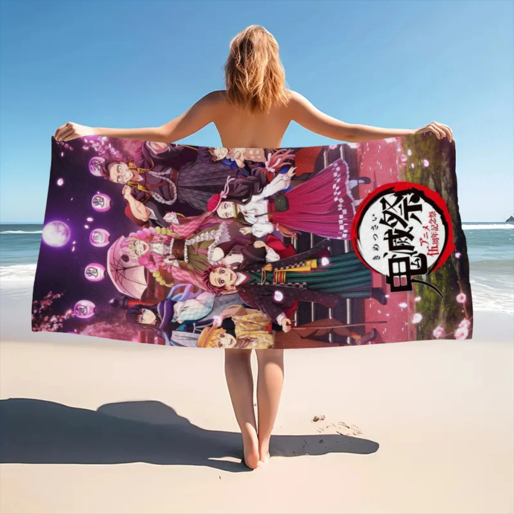 Demon Slayer Graphic Anime Beach Towel  Poncho Bathing Towels Cover-ups Quick Dry Sand Free Yoga Spa Gym Pool