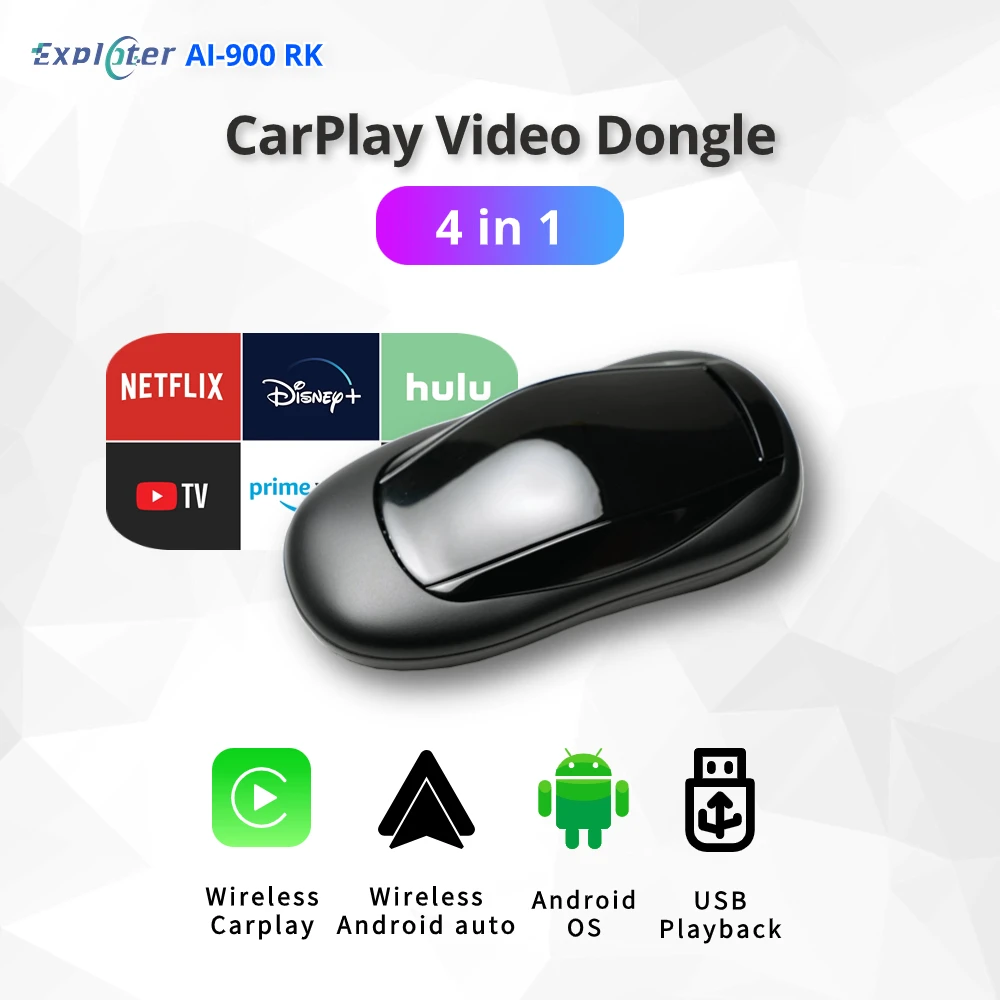 2023 новая версия Wi-Fi CarPlay для беспроводной AI Box Поддержка YouTube Netflix с USB-портом OTA онлайн-обновление