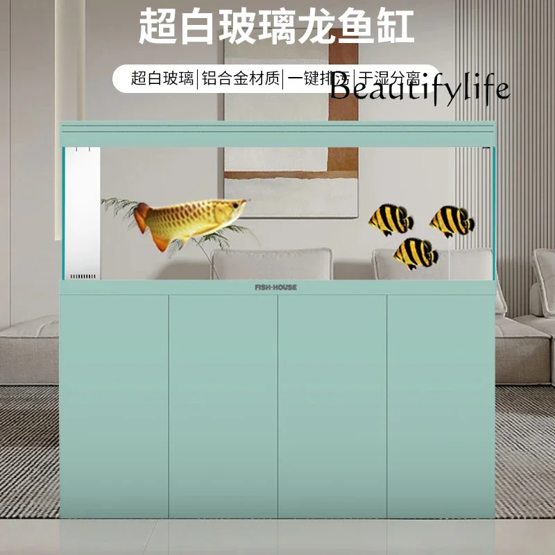 BJ Simple Ecological Dragon Fish Tank Bottom Filter Screen Ultra-white New Living Room Home Can Be Customized Without Water Chan