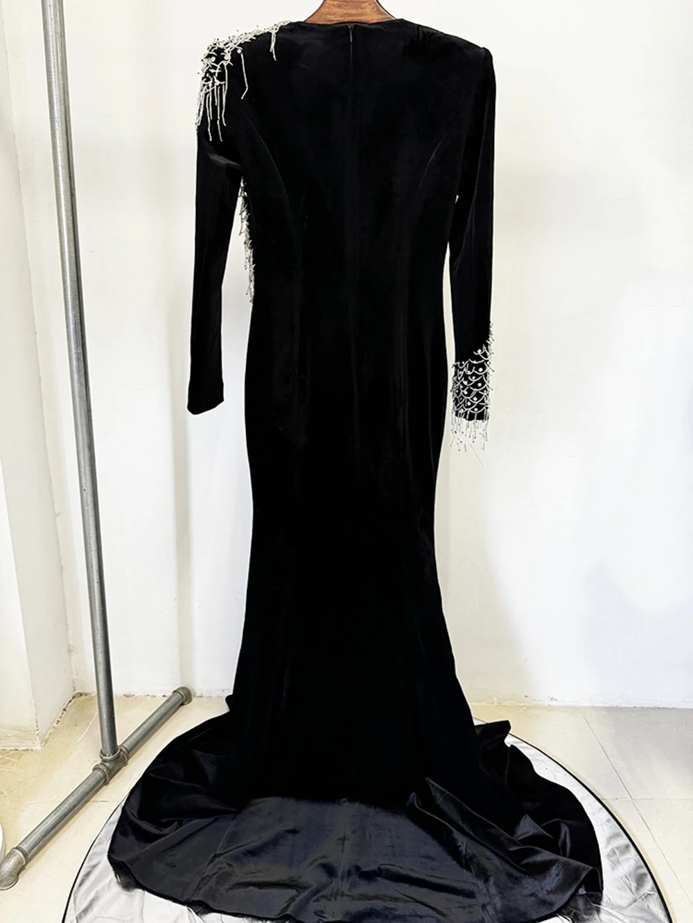 Modphy-ベルベットの床の長さのドレス,長袖,エレガント,フォーマル,セレブ,イブニングドレス,重工業,お父さん