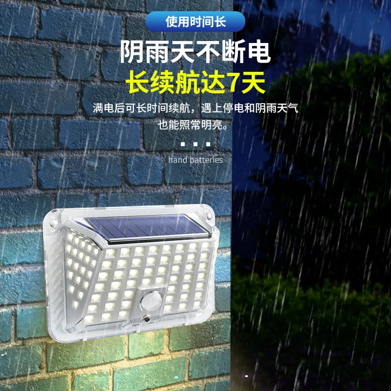 Cross-border Pop Hot Style Solar Wall Lamp Outdoor Wall Lamp Outdoor Transparent Body Induction Wall Lamp Garden Lighting