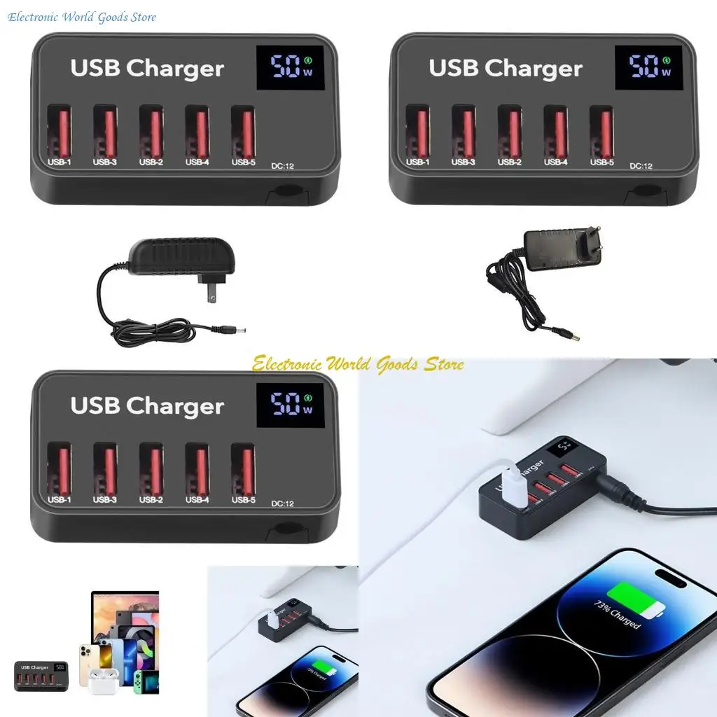 

A3PD AC Adapter 5 Ports 50W USB PD Quick USB -зарядное устройство быстрое зарядное устройство