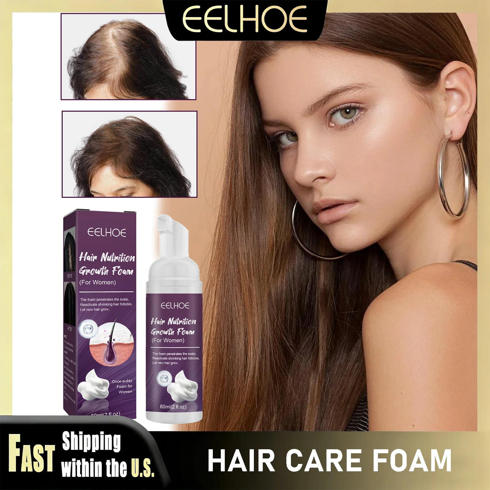 

Hair Care Foam Scalp Serum Fuller Looking Hair Volumizing Foam Spray Ginseng Root Extract Essence For Fine Thin Hairs Treatment