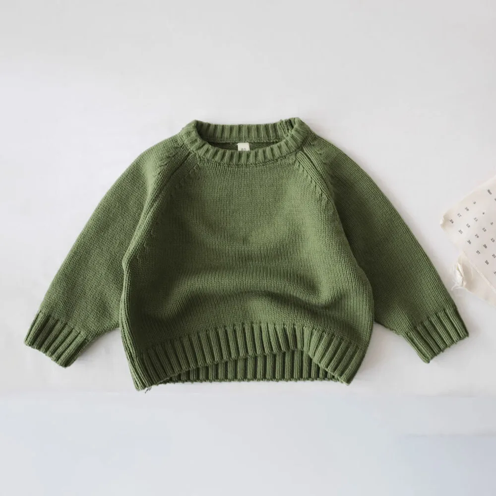 Baby Sweaters Autumn Winter Kids Boys Girls Long Sleeve Pure Color Knit Sweater Baby Kids Boys Girls Pullover Sweaters Clothes