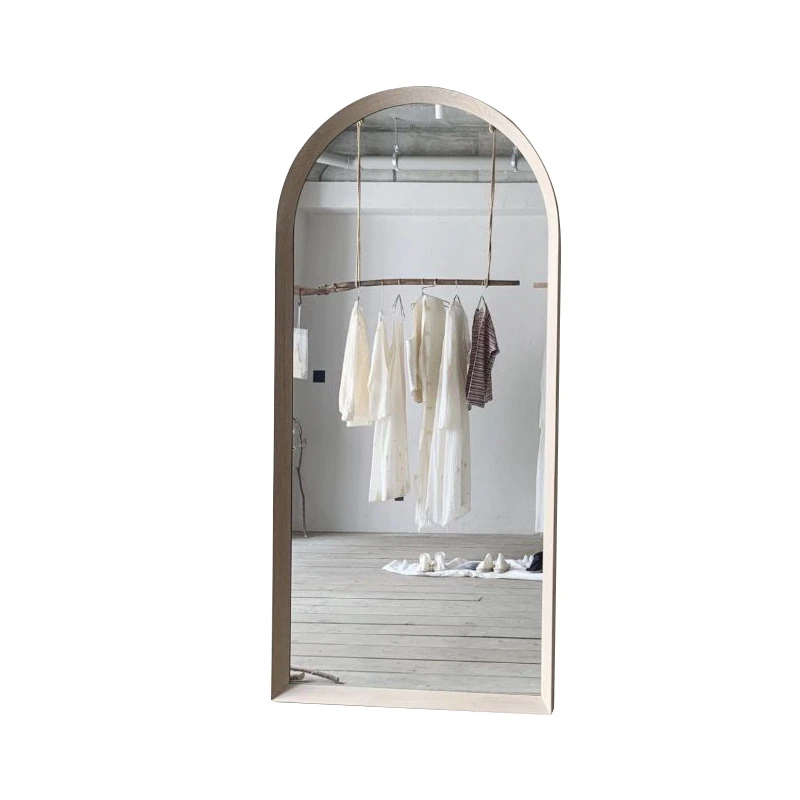 Customized cloakroom full body mirror, floor mirror, in silent design, arch shaped dressing mirror, light and luxurious