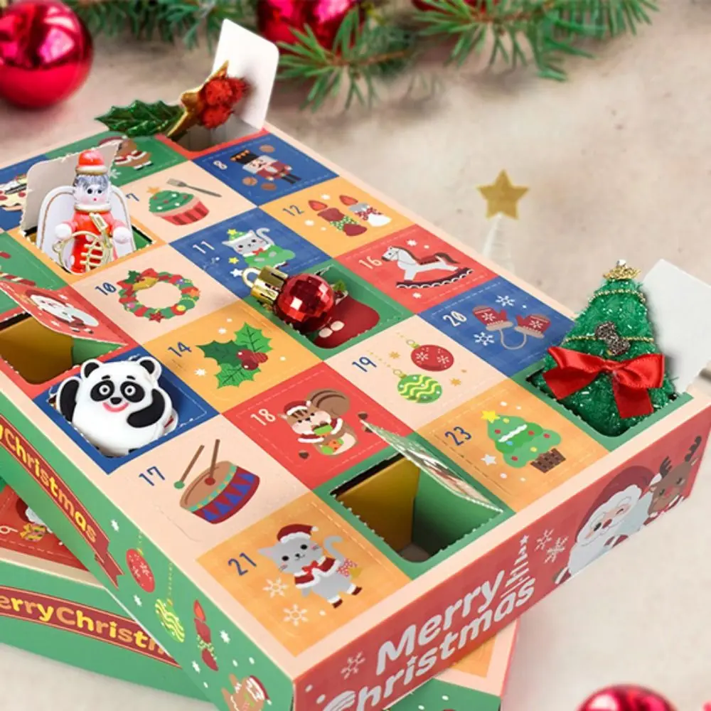 

5Pcs 24 Grids Christmas Surprise Blind Box Empty Child Gift Advent Calendar Box Countdown Poked with Finger Gift Packing Boxes