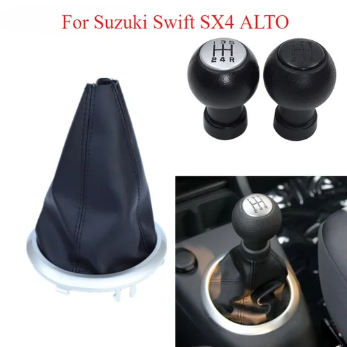 Imagen 1 del producto Perilla de cambio de marchas de 5 velocidades para Suzuki Swift 2005-2010 SX4 2007-2013 ALTO 2009-2014, cubierta de arranque, cuellos de polaina
