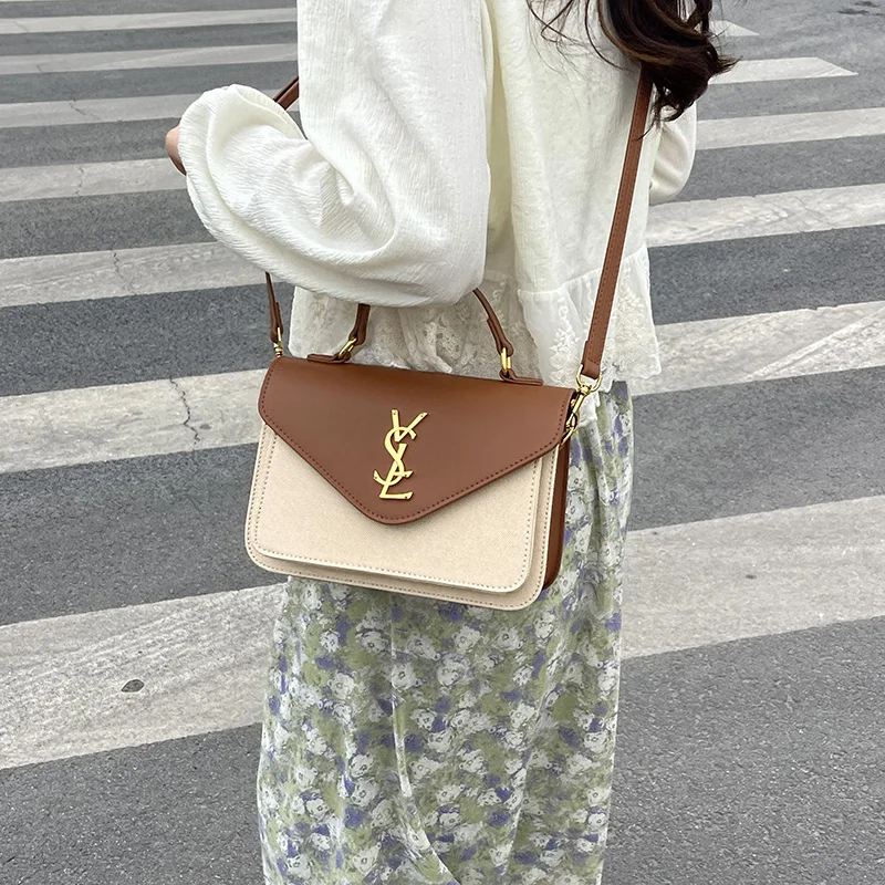 Mini bolso cuadrado de diseñador 2025 – Bolso de lujo de dos tonos con logotipo de metal, bandolera y asa superior, moda de alta gama para mujer