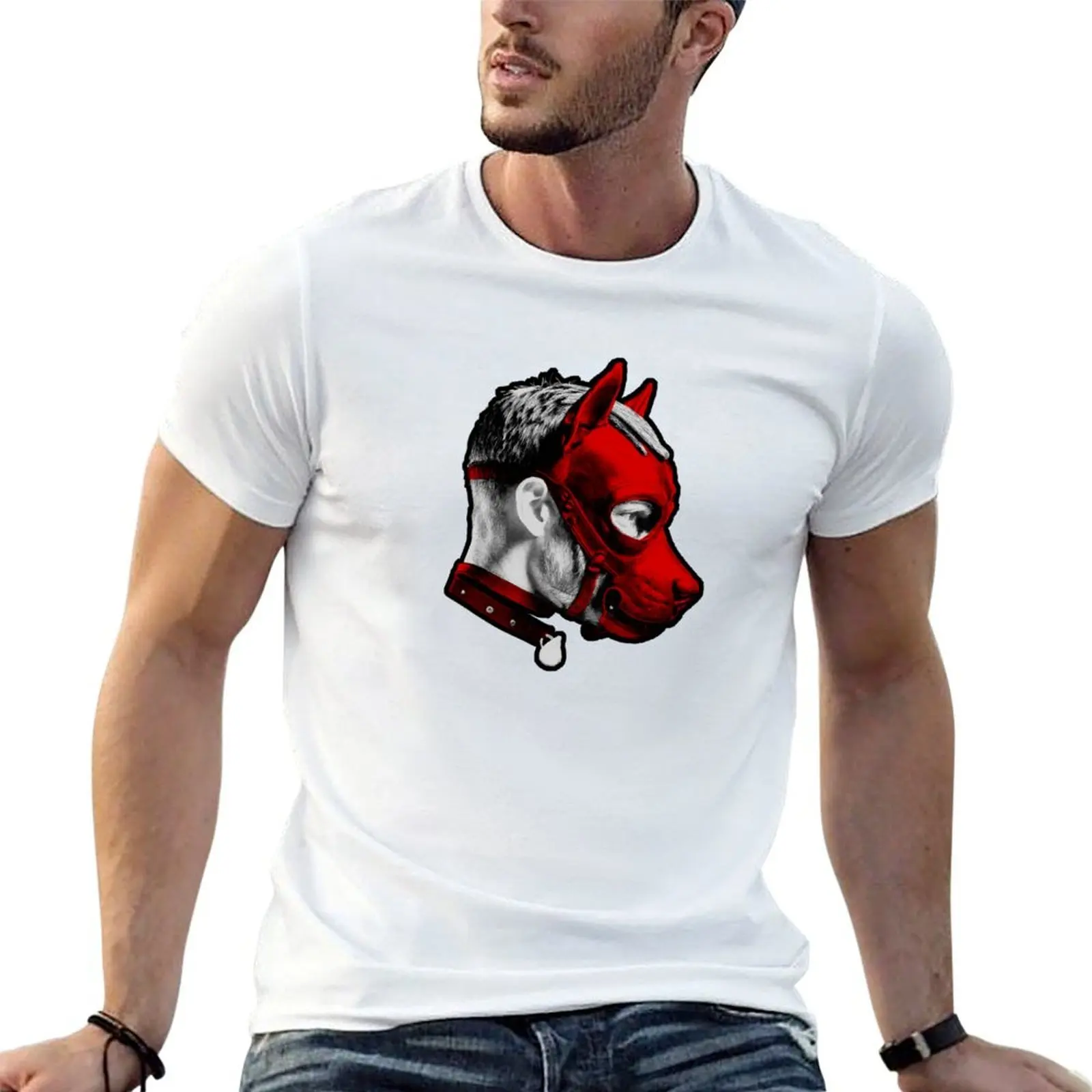 puppy play fetish dog mask T-Shirt boys whites oversized graphic tee men graphic t shirts