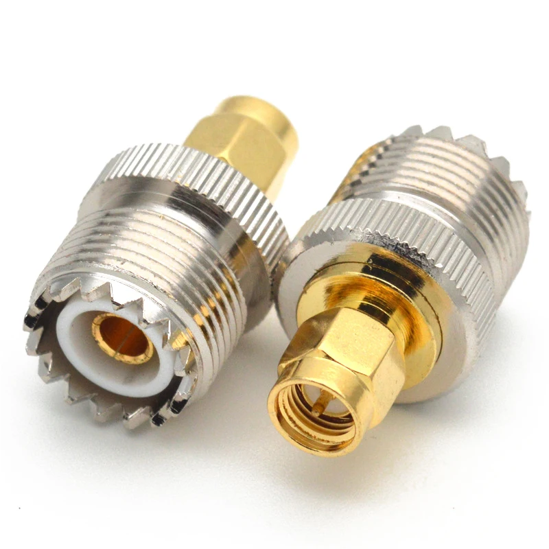 UHF أنثى إلى SMA ذكر RF محوري محول موصل ، مستقيم النحاس النيكل مطلي ، SO-239 SO239 ، 1 قطعة