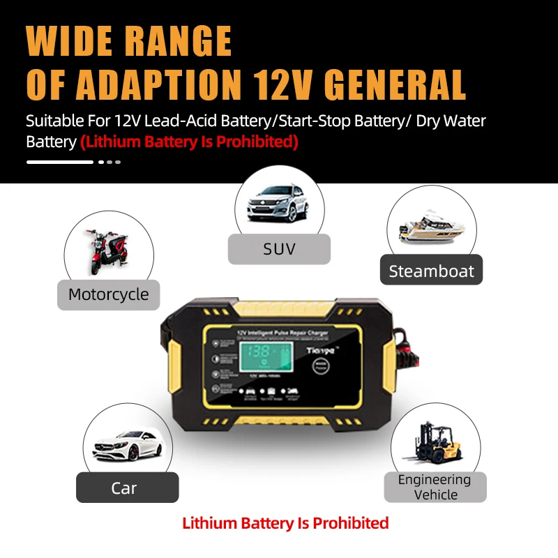 12v Car Automotive Battery Charger For Car Charger Power Digital Lcd Display Battery Charger Repair Automatic Wet Dry Lead Acid