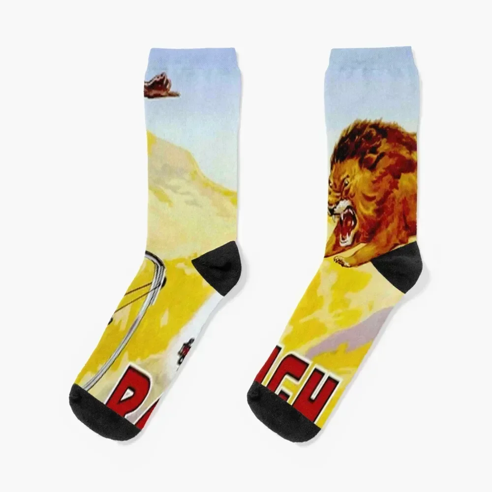 RALEIGH : Vintage 1940 Abstract Bicycle Advertising Print Socks retro cartoon Antiskid soccer Girl'S Socks Men's