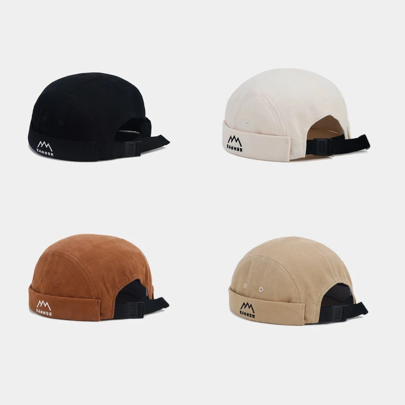 Vintage Washed Mountain Embroidered Docker Cap Unisex Outdoor Streetwear Hip Hop Landlord Hat