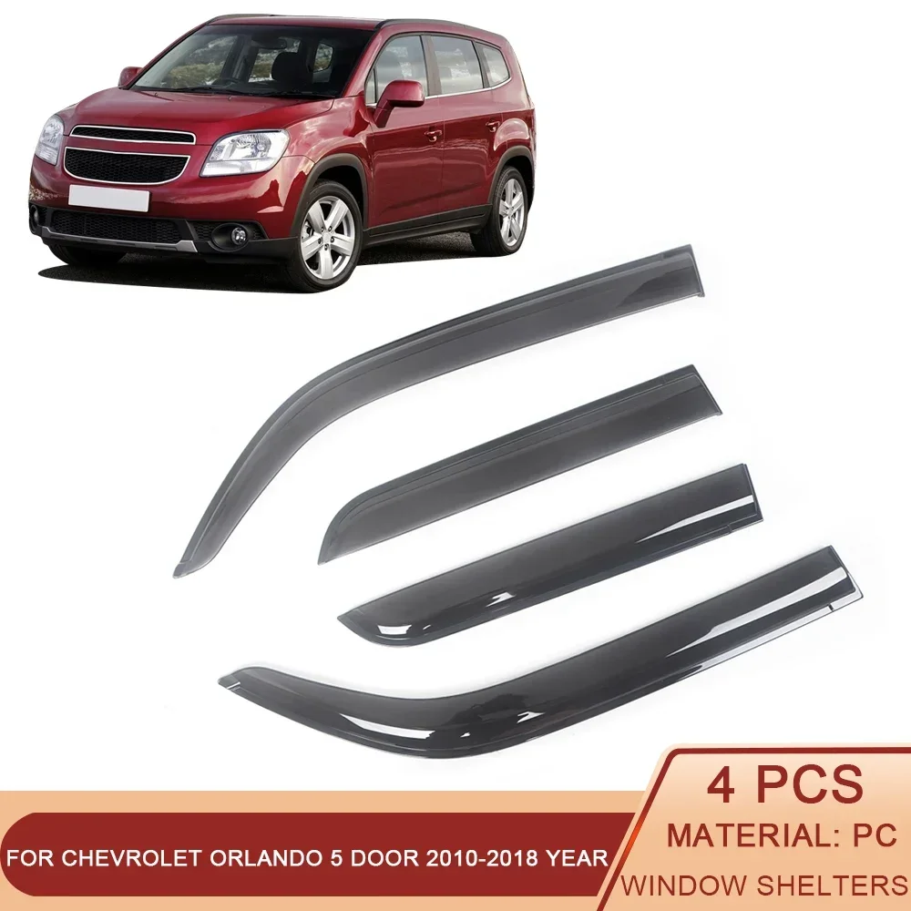 For Chevrolet Orlando 2010-2018 5 Door Black Tinted Car Side Window Visor Guard Vent Awnings Shelters Rain Guard Door Ventvisor