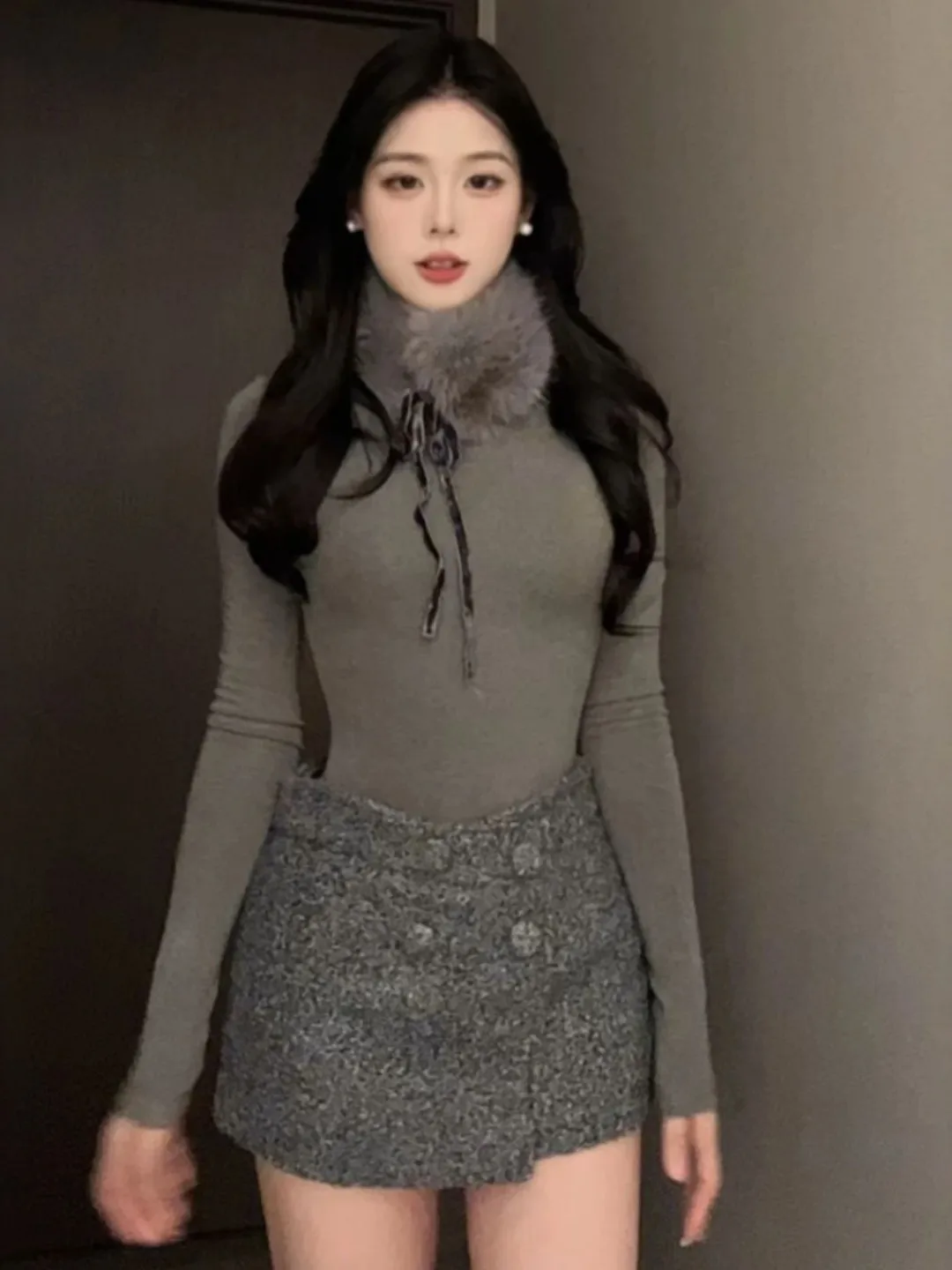 

Korean Sle Vintage Unique Beautiful Knitted Top f Skirt Two Piece Set Anti Aging Whole Ootd Matching Spring 2026