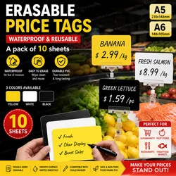 A5/A6 Fruit Price Display Stand Supermarket Waterproof Erasable Label Vegetable Fresh Aquatic Product Promotional Brand 10Pcs