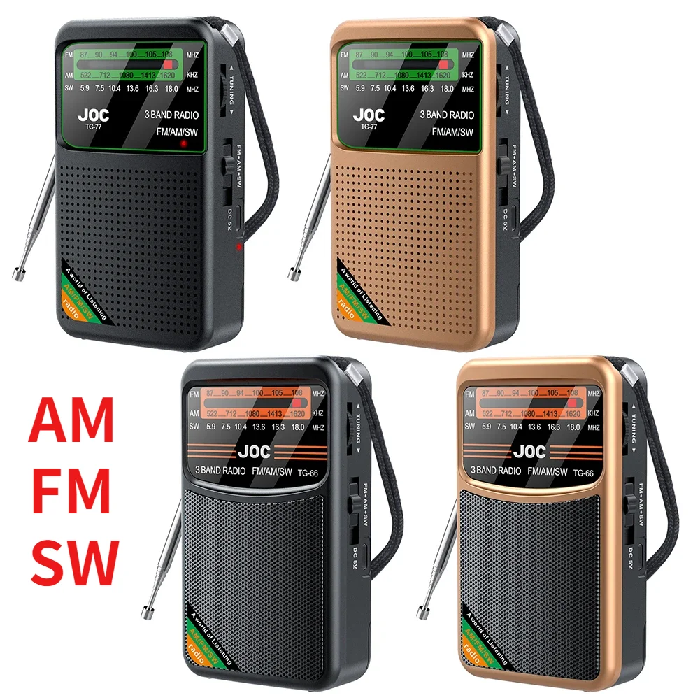 Portable Radio AM FM SW Pocket Radios with Rechargeable Batt