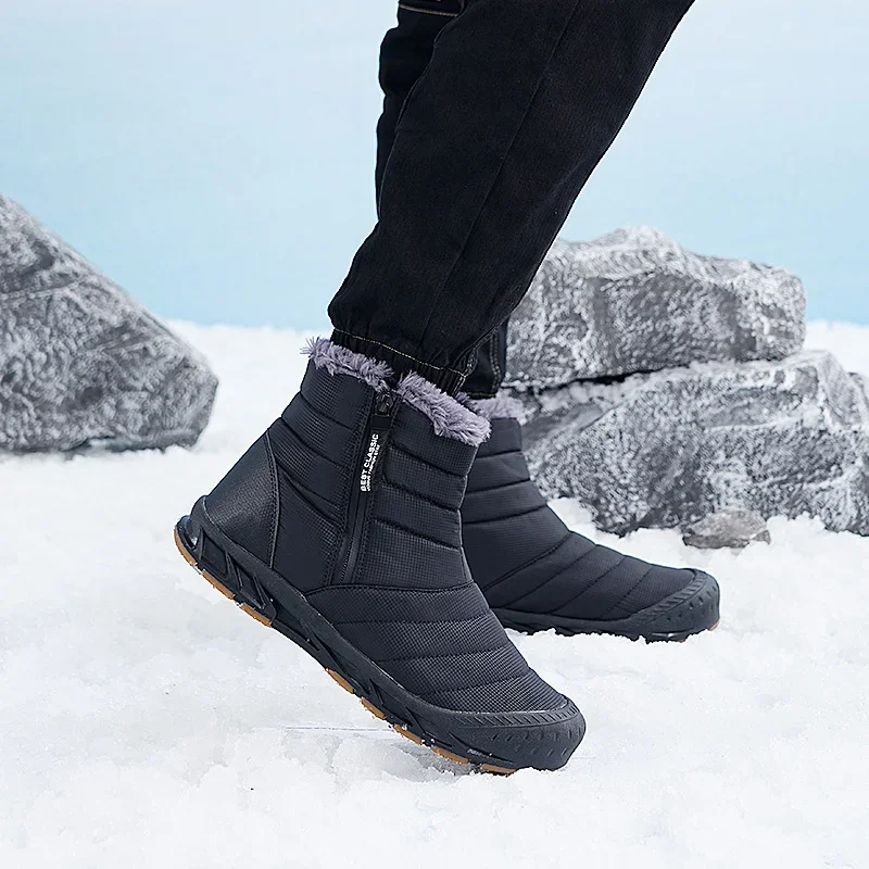 Winter Fashion Couples' Anti-collision Outdoor Cotton Shoes, Comfortable Thick-soled High-top Snow Boots, Zippered Women's Boots