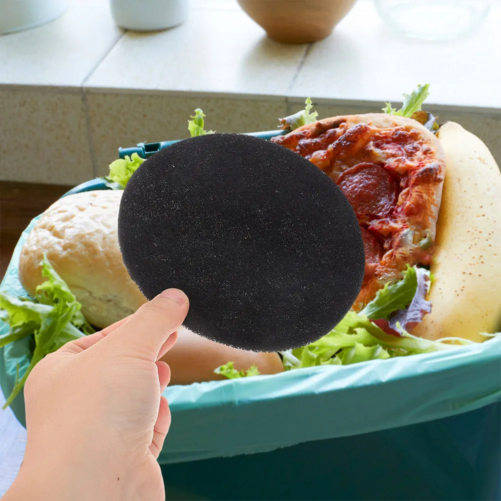 4Pcs Kitchen Compost Bin Filter Pads Round Charcoal Replacement Filters High Efficiency Deodorizer Trash Bin Accessories