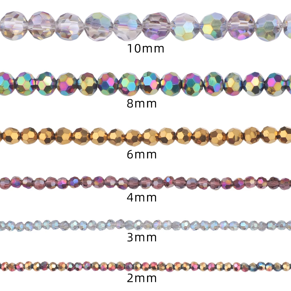 2 3 4 6 8 10MM 32Facets Round Ball Glass Crystal Beads Loose Spacer Crafts Jewelry Earing Necklace Accessories Wholesale In Bulk