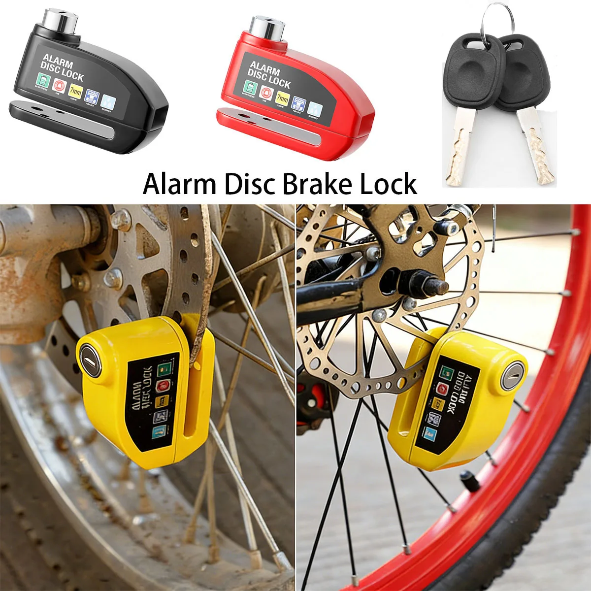 Motorcycle Alarm Disc Brake Lock Security Moto Wheel Disk Padlock Waterproof 110dB Loud Anti Accessories Motorcycle Accessories