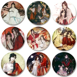 Heaven Official's Blessing Brooch on Backpack, Handmade Round Brooches, Cute Hua Cheng Pins, Anime Icon Badges for Clothes