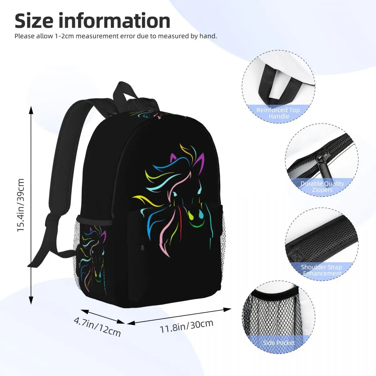 Magical Horse Backpack Student BookBag Children School Bag Computer Shoulder Bags for Boys Girls