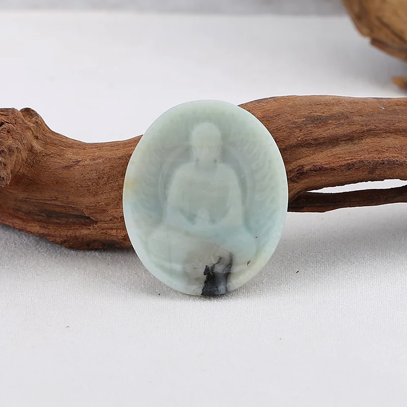 

Натуральные бусины из амазонита овальной формы с резным изображением Будды для изготовления украшений, бусины из натуральных камней ручной работы