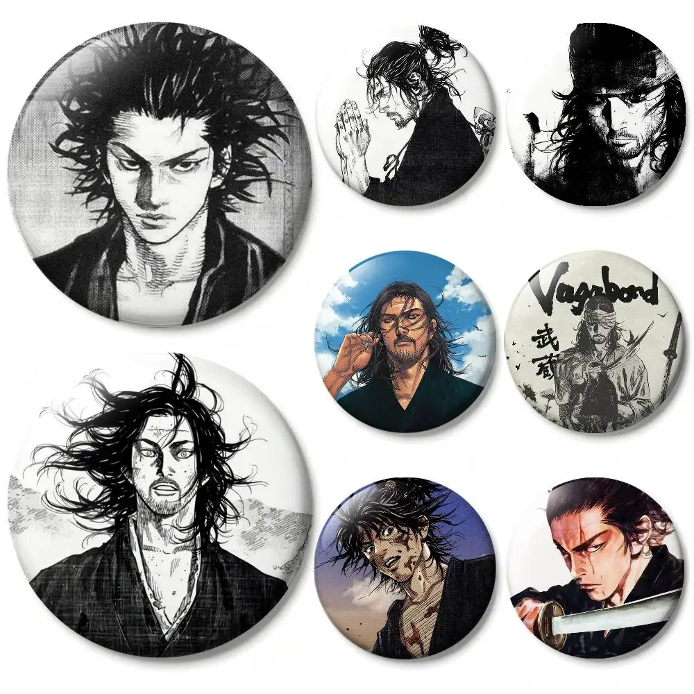 Manga V-Vagabond Laser Badge Applicable For Backpack Clothes Hats Decor Creative Accessories