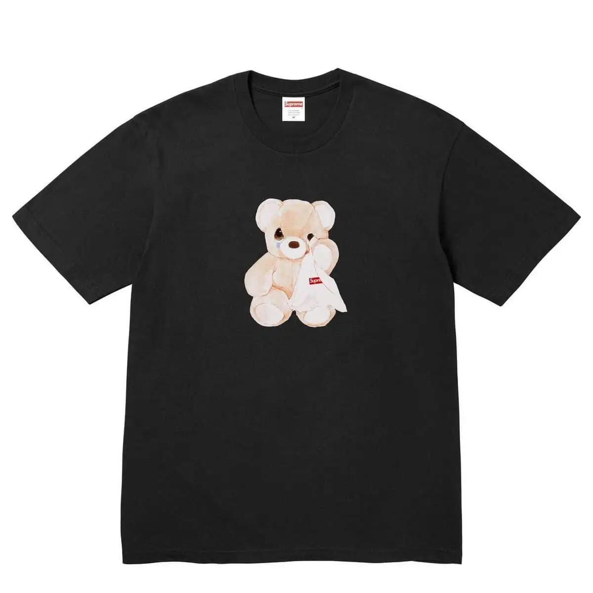 Superme Bear Tee Black,Streetwear Unisex Short Sleeve Tee,Vintage Graphic Heart Print Shirt,Luxury Urban Fashion 100% Cotton
