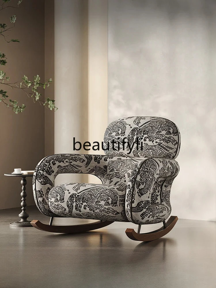 

Italian rocking chair leisure chair living room sofa new single balcony home art leisure recliner