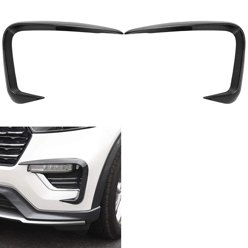 NEW-Carbon Fiber Car Front Bumper Spoiler Air Knife Fog Lamp Eyebrow Cover Trim For Ford Explorer 2020 2021