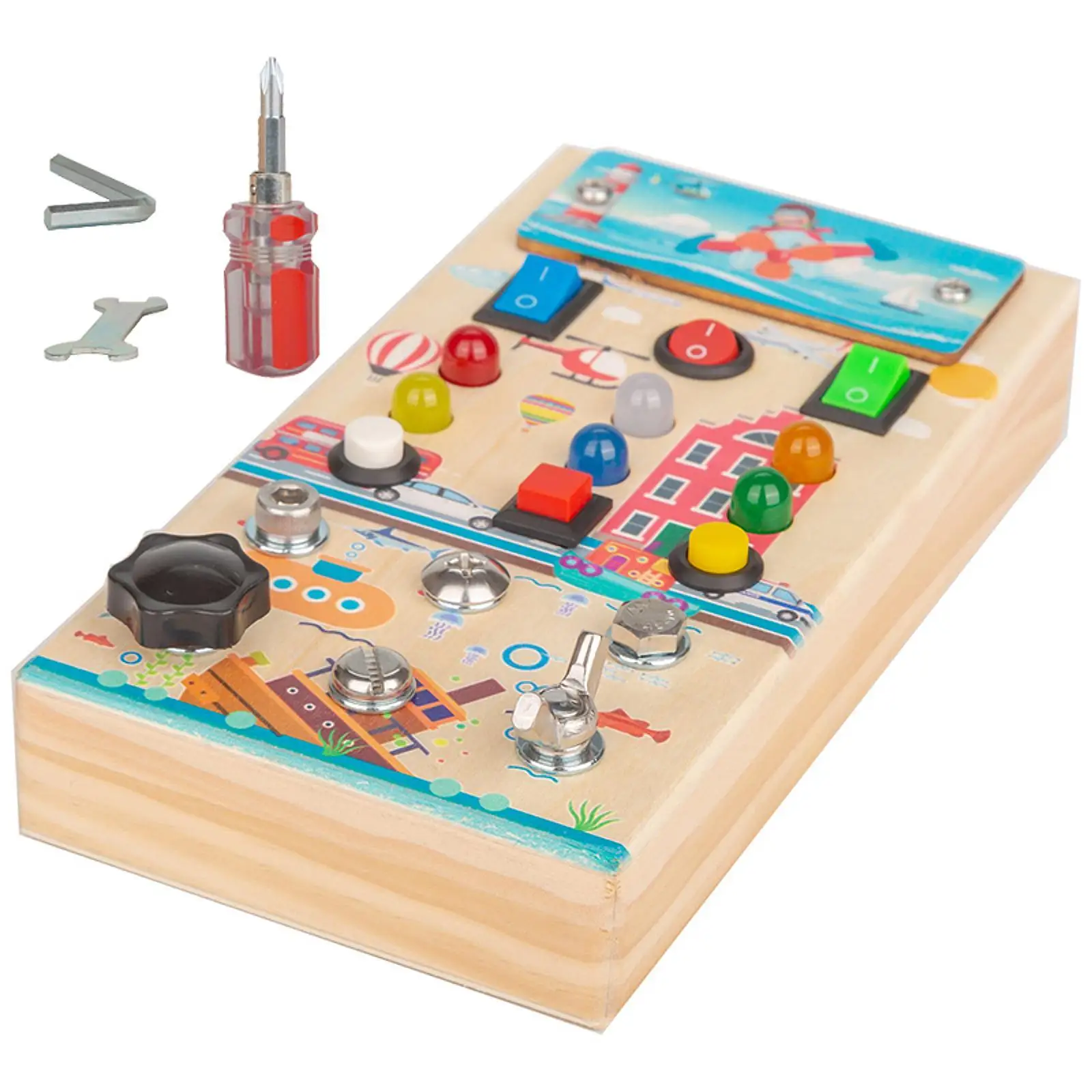 

Montessori Busy Board with Light Baby Travel Toy for Preschool Children Kids