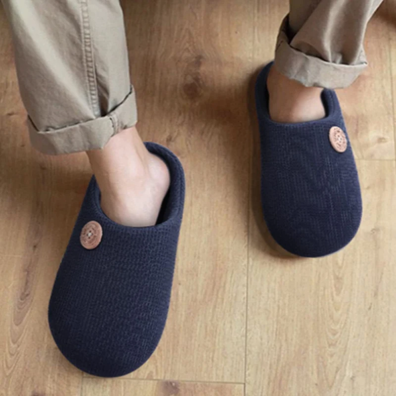 Litfun Warm Cotton Slippers For Women Men Fluffy House Fur Slippers Indoor Flats Slip-on Soft Slippers Couple House Mute Slides