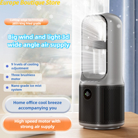 Summer Hot Sale- Humidification Spray Bladeless Turbine Desktop Refrigeration Household Small USB Charging Dormitory Small Fan